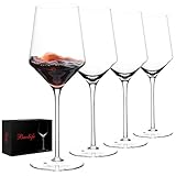 BACLIFE Hand Blown Red Wine Glasses Set of 4 – 15 oz Premium Crystal Wine Glasses With Long Stem – Unique...