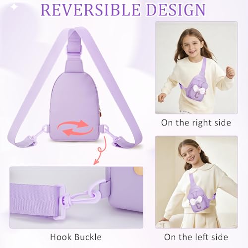 Image of Initial Purse for Girls Kids,Birthday Gifts for 3-8 Years Old | Personalized Crossbody Bag, Small Toddler Sling Bags Cute Fanny Pack, Gifts for Daughter Sister Grandkids, Purple C
