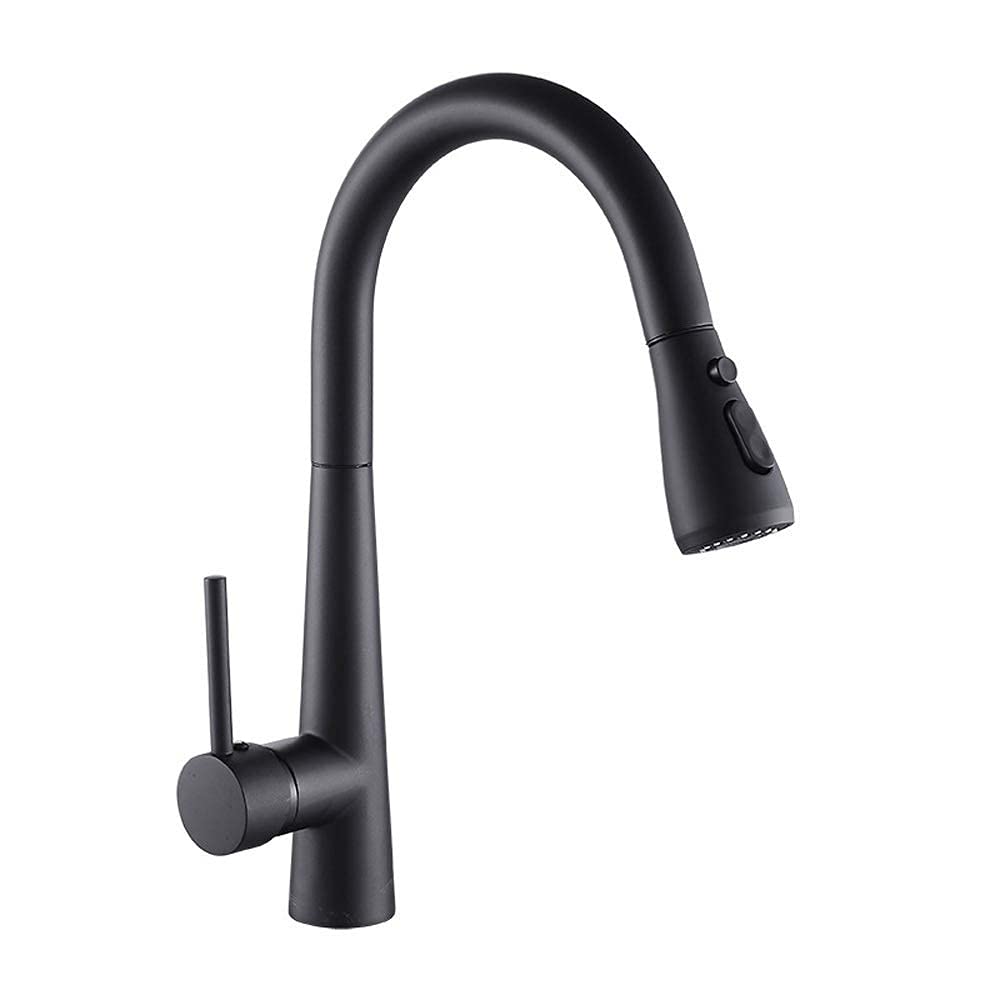 Grifo de cocina extraíble negro con botón de chorro LWX