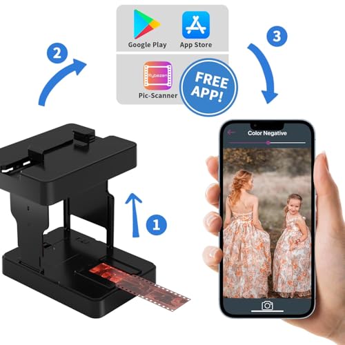 Image of DigitConvert Mobile Film Scanner for 35mm Slides & Negatives, Portable Photo Scanner Converts Film to Digital Photos, Battery Powered Slide Converter