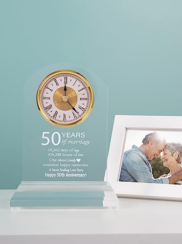 DEEWISH 50th Wedding Anniversary Clock, Best Gifts Ideas for Couple Parents Wife Husband Golden 50 Years of Marriage for Him Her