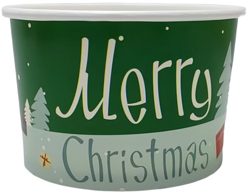 Slystar 10個 クリスマス スナックカップ 6オンスス 使い捨て アイスクリームカップ メリークリスマス デザート スープボウル 食品スナック デコレーション用品 雪だるま ホットまたはコールドフード用 パーティー用 (H)