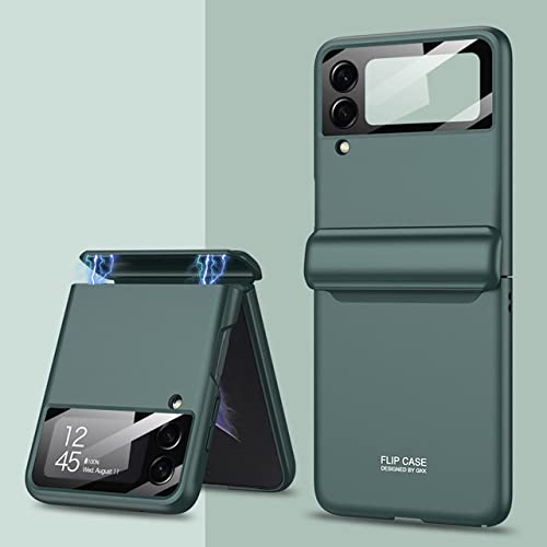 Coque Samsung Galaxy Z Flip 3 avec Charnière Magnétique et Protection Caméra Verre Vert Foncé