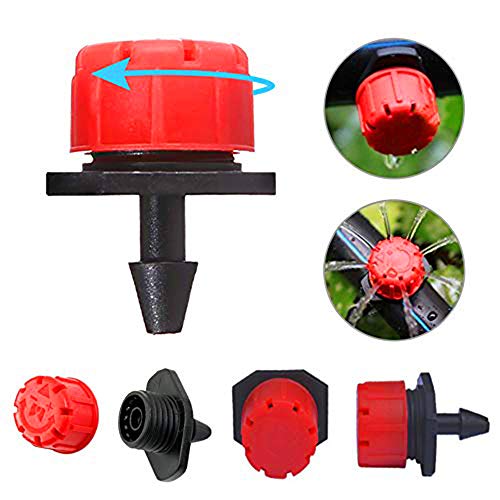 Msdada 110 Pcs Adjustable Irrigation Drippers Sprinklers Emitter Drip Anti-Clogging Watering System For Flower Beds,Gardens, Lawn On 1/4'' Barb #TOP1