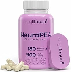 LongLifeNutri NeuroPEA (Palmitoylethanolamide + Luteolin 800mg/100mg) – Organic Supplement for Nerve Performance, 180 Vegetarian Capsules, 3-Month Supply, GMP Certified, USA Made