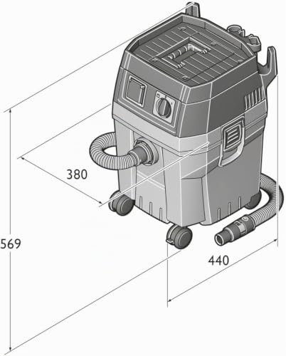 Miniatura 7 de Fein Dustex 35 L, Aspirador Para Seco Y Húmedo De Gran Potencia Con Conexión De Herramientas Eléctricas Para El Uso En Taller Y Obra Con Cable Con Conector 7.5 M,