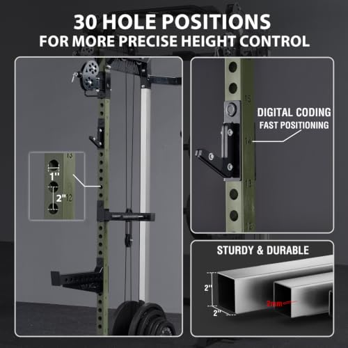 Image of Mikolo HR06 Power Cage with Aluminum Pulleys, 2000LB Power Rack with Independent Dual Pulley System, Multi-Function Home Gym Workout Machine for Cable Crossover