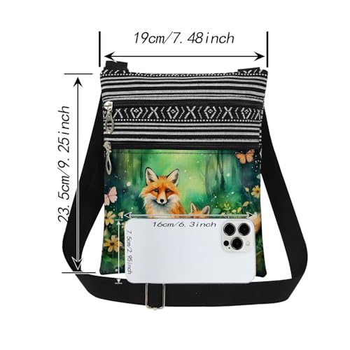 Forest Fox Print Messenger Bag Adjustable Strap for Adult Teens Sisters Crossbody Bag Birthday Holiday Gift Idea​​ for Fox Lovers Outdoor Travel Crossbody Purse2