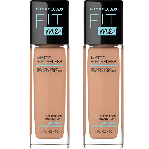 Maybelline Fit Me Matte + Poreless Liquid Foundation Makeup, Natural Tan, 2 COUNT