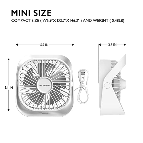 Kimviento Usb Powered Fan Mini Desk Fan Portable Table Fan With 360° Rotate, 3 Speeds Strong Airflow, Quiet Personal Small Desktop Fan For Home Bedroom Office Camping Outdoor Travel, 4Ft Cord, Blue #TOP5
