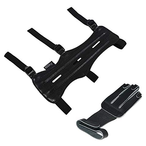 Huntingdoor Bogenschießen Arm Guards Unterarmschutz Verstellbare 3 Riemen und Bogenschießen Finger Tab Schießen Handschuh 3 Finger Guard Leder Schwarz Cover