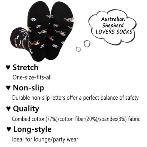 Image of G2TUP 2 Pair Aussie Lover Australian Shepherd Socks - Mom & Dog Owner Gift (Cotton, Aussie Shepherd 2p)