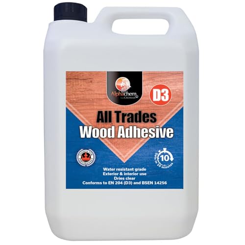 CROMAR AlphaChem D3 All Trades Wood Adhesive - Fast Drying, Instant Bonding Glue for General DIY Projects - White, 1L