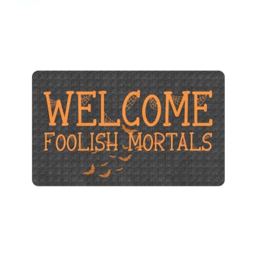 ���փ}�b�g �n���E�B�[�� �����Ȑl�Ԃ̕����ւ悤���� 50×80cm doormat Halloween Welcome To Foolish Mortals Equality