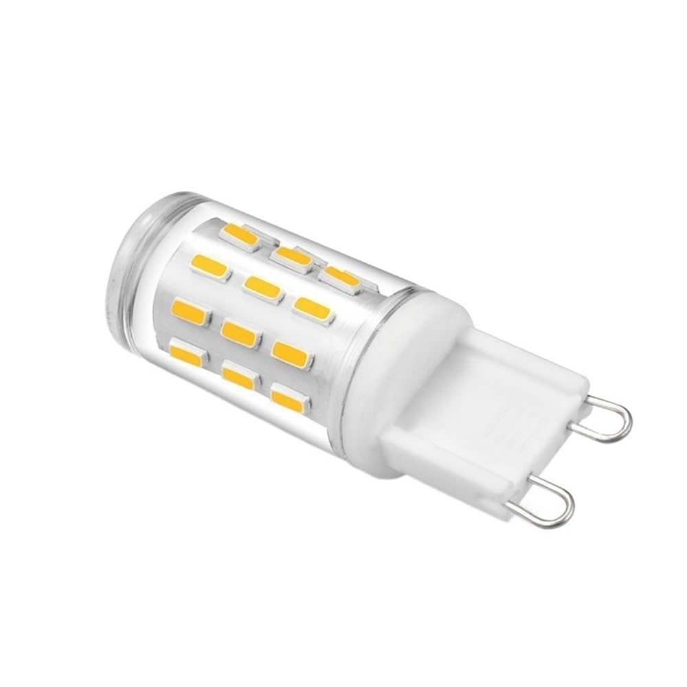 HongHeFu, Paquete de 20, bombilla LED de maíz AC220V G9 3W 33LED-4014SMD bombilla LED de maíz de cerámica sin parpadeo(Warm white)