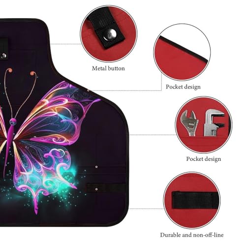 Delantal Neon Butterfly para hombres y mujeres con bolsillos miniatura 3