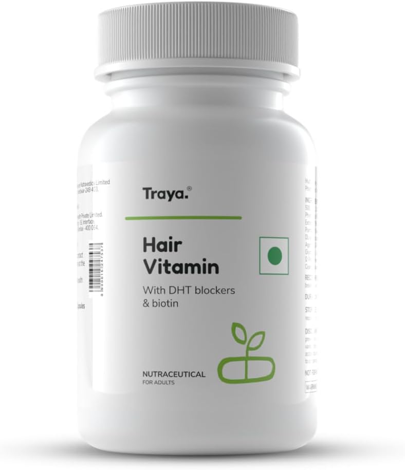 Hair Vitamins Capsules, Natural DHT Blocker & Biotin Capsules for Hair Growth, Hair Fall Control, Contains 12 mcg Biotin, Vitamin, Iron, Omega 3 & Bhringraj (30 Multivitamins for Hair), 50 grams