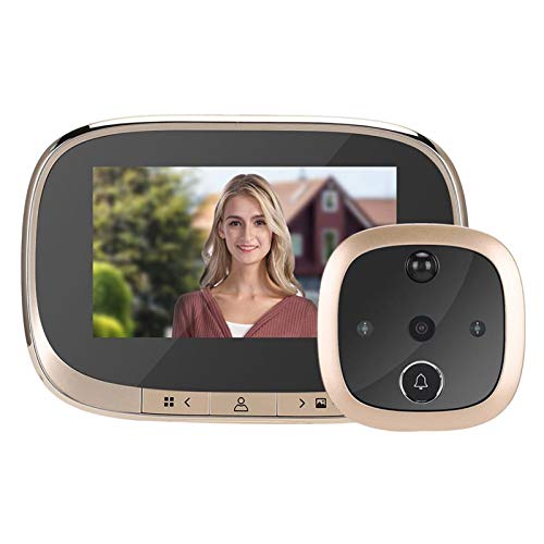Sbeautli 4,3 Pulgadas de Pantalla LCD a Color de Timbre Digital de 120 Grados de Puerta electrónica de la cámara Visor de visión Nocturna Fácil Instalación (Color : Gold)