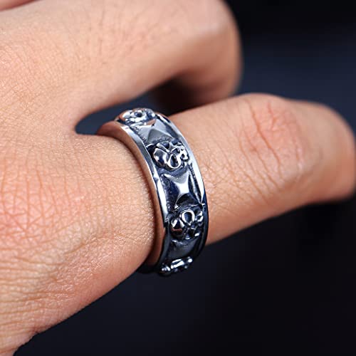 Jude Jewelers Stainless Steel Gothic Skull Biker Band Style Ring (Silver, 14.5) by JUDE - Used condition - Image 5