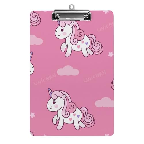 Clipboard A4 licorne rose avec pince en métal pour documents
