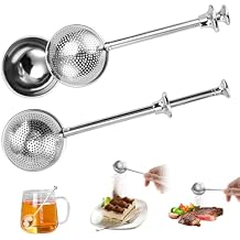 2Pcs Stainless Steel Tea Strainer Tea Infuser for Loose Leaf Tea,Tea Diffusers Fine Mesh Tea Ball Tea Accessories, Baking Supplies Bakers Dusting Wand Sugar Shaker Duster Flour Duster Full+Half