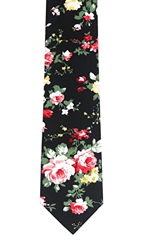 Image of Elfeves Men's Skinny Solid Color Tie Causal Cotton Linen Narrow Slim cut Necktie