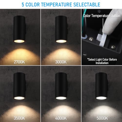 Image of LEONLITE 2-Pack 9 Inch 5CCT Integrated Cylinder LED Down Light Outdoor