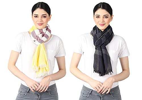 Image of Flyer Women's stole /scarf Colour- Yellow & Purple & Blue & Grey & Purple & Pink soft viscose ethnic scarves pack of 2 ST-08-ALL