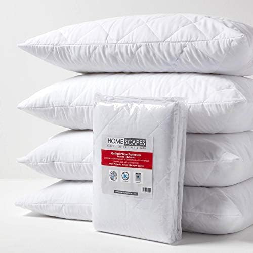 HOMESCAPES Pillow Protectors 10 Pack Quilted Top Pillow Covers Super Soft Hypoallergenic and Anti-Dust Mite Protectors with Diamond Quilting 48 x 74 cm