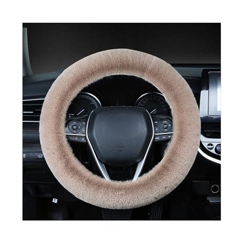 Image of Ziciner Fuzzy Steering Wheel Cover, 15 inch Soft Wool Fur Steering Wheel Protector, Fluffy Wheel Covers for Winter Warm, Car Interior Decoration Accessories for Women Men (Light Brown)