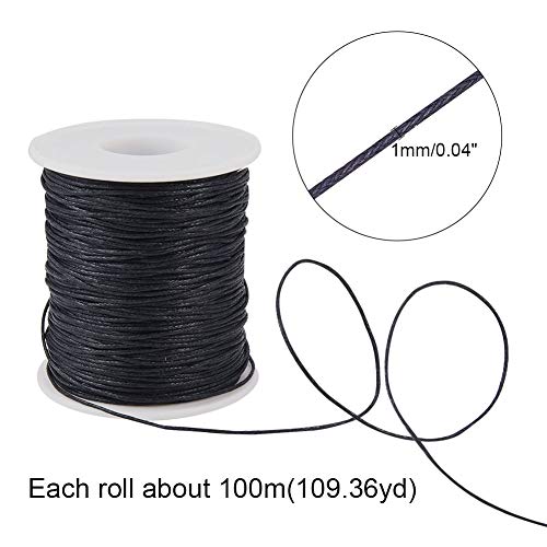 Ph Pandahall 200 Yards 1Mm Waxed Cotton Thread Cords Jewelry Thread Beading String Spool For Braiding Necklace Bracelet Jewelry Making Macrame Supplies Ornaments Hanging (Black & White) #TOP1
