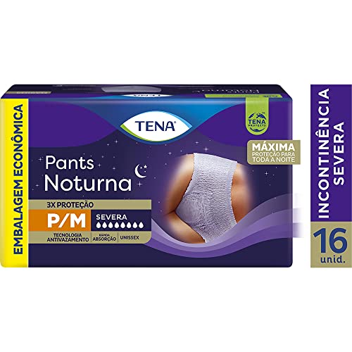 Tena Pants Noturna, Roupa Íntima para Incontinência Urinária, P/M - 16 unidades