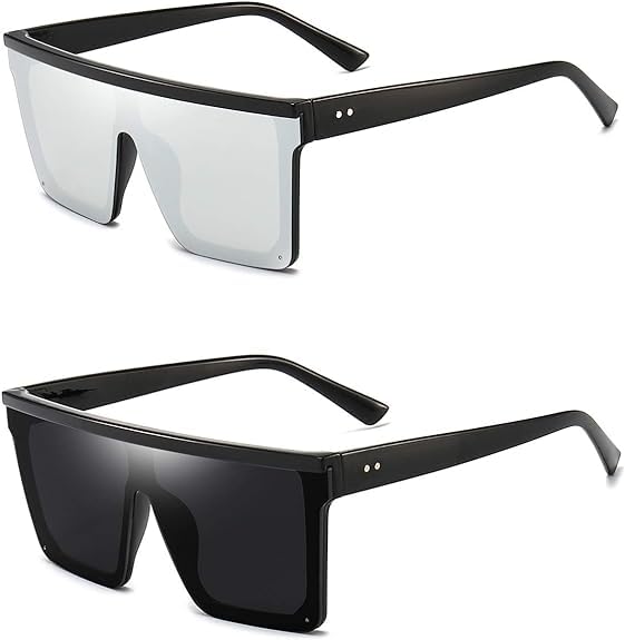 Lunettes de soleil rétro à coins grande mode flat top big frame shades unisexes