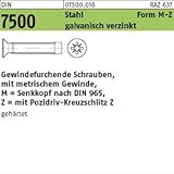  1000 Gewindefurchende Schrauben DIN 7500 St. gehärtet M M 4 x 10 -Z verzinkt