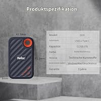 Netac ZX20 Extreme SSD 1TB Portable NVMe SSD USB 3.2 Gen 2x2 Bis zu 2000MB/s Lesen und 1700MB/s Schreiben Unterstützung Win to Go Staubbeständig Schwarz – Ansicht 7