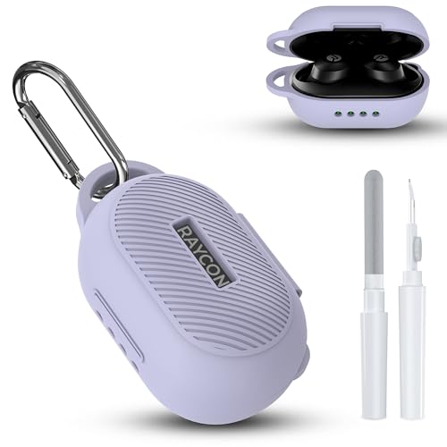 DZHAXIE Case for Raycon Everyday Classic Headphones Shockproof Soft Silicone Case for Raycon Earbuds Bluetooth Wireless Ultra-Lightweight Protective Cover with Cleaning kit & Keychain Purple