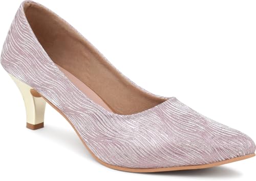 Image of Action Women's Suede Stiletto Pumps| Silver Textured Pattern| Gold Heel| Evening Antique