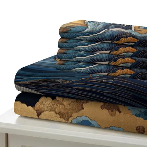 Housse de Couette 3D Effet Vagues Parure de Lit 140x200cm - 7