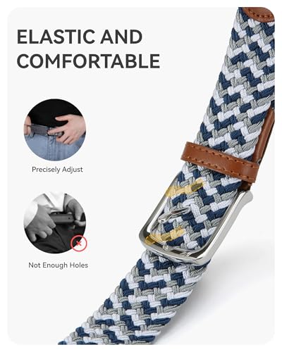 Image of Chaoren Leather Ratchet Belt 2 Pack Dress with Click Sliding Buckle 1 3 /8 inch in Gift Set Box - Adjustable Trim to Fit