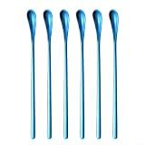 Wachsschmelzlöffel aus Edelstahl, 19,3 cm langer Griff, Rührstab für selbstgemachte Kerzen, Harzmischwerkzeug, Seifenbastelutensilien, wiederverwendbarer Lacklöffel mit (blau)
