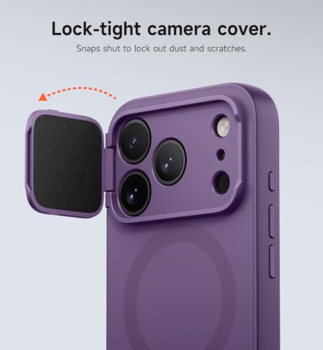 Image of SURITCH for iPhone 17 Pro Max Case with Camera Control Cover, Camera Cover and Adjustable Kickstand, Compatible with MagSafe, Shockproof Bumper Protective Cases 6.9 Inch, Dark Purple