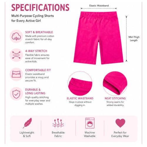 Image of Joe & Joe Shorts for Girls Premium Cotton Lycra Cycling Shorts - Pack of 2 | Inner Shorts for Yoga & Sports & School Uniform.