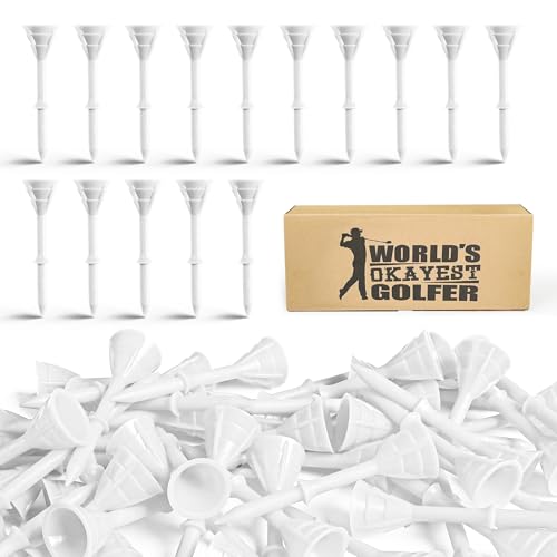 FINGER TEN Unbreakable Golf Tees Plastic 3 1/4 inch (50 Pack, White)