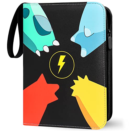 Herritozl Álbum de Cartas Coleccionables, Álbum Colección Tarjetas, 50 páginas con capacidad para 400 cartas, Carpeta de Cartas Portátil Con cremallera, regalos perfectos de para niños y niñas Cover