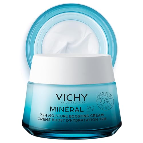 VICHY Mineral 89 Fragrance Free Cream 72H Moisture Boosting Lightweight Cream Hydrating Face Moisturizer with Hyaluronic Acid and Niacinamide Suitable for All Skin Types