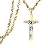 Colgante de crucifijo de oro de plata de ley 925, collar de cruz de Jesús para hombres y mujeres, joyería religiosa, collar de crucifijo de oro, colgante de cruz de regalo