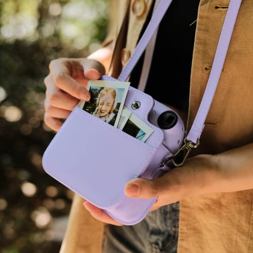 Rieibi Camera Case For Fuji Instax Mini 12 - Pu Leather Protective Case For Fujifilm Instax Mini 12 Instant Camera - Removable Case With Adjustable Shoulder Strap - Purple #TOP6