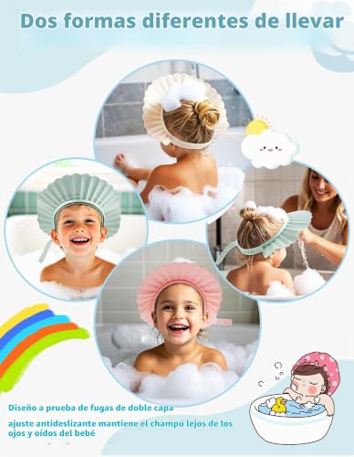 Miniatura 2 de Fusacony Gorro Ducha Niña, Visera Baño Bebé - 22 Ajustes - Gorro De Ducha Para 6 Meses Y Adultos - Evita El Jabón En Los Ojos Del Bebé Y Que Entre Agua En Los Oidis Rosa