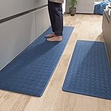 [Impermeable & Fácil de limpiar]: La superficie de cuero de la alfombra cocina es resistente al agua y al aceite, por lo que es fácil de limpiar. Si tiene una ligera mancha de aceite, simplemente límpielo con un paño húmedo con un poco de detergente neutro y volverá a estar limpio. Sin deformación, caída o decoloración después de la limpieza.