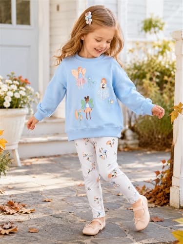 Image of Little Girls Clothes Sets - Cute Sweatshirts Top Shirt & Leggings 2 Piece Kids Fall Winter Outfits Toddler Clothing